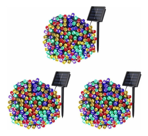 Luces Solares Navidad Guirnalda 3 Pcs 100 Led 10 Metros