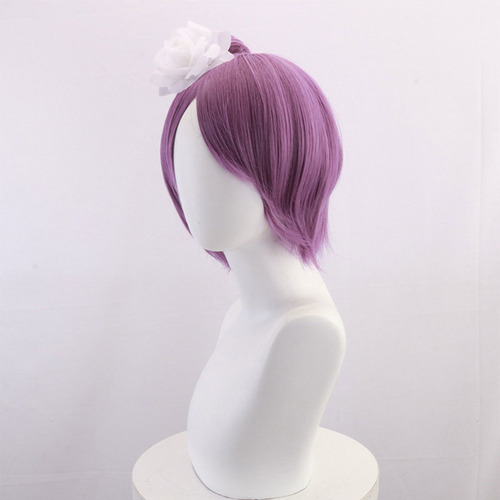 / Peluca De Pelo Morado Con Flores Blancas De Konan Naruto