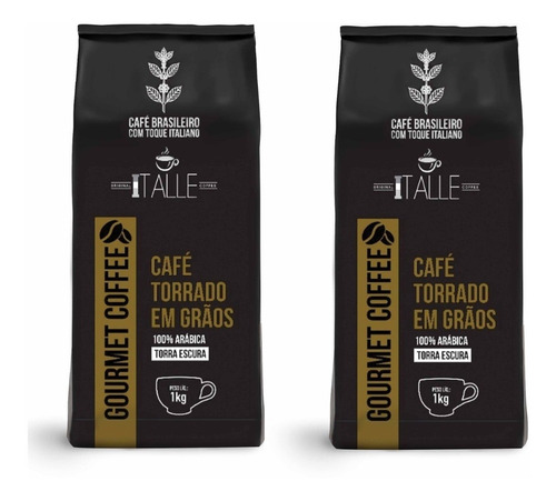 Café Torrado Arábica Em Grãos 2kg Gourmet Cafe Italle