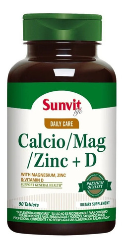 Calcio / Magnesio / Zinc + Vit D Sunvit 90 Tabletas 