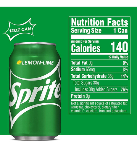 Sprite, Refresco De Lima Limón, 12 Oz (paquete De 12)