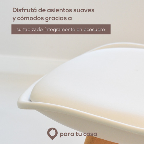 Imagen 6 de 10 de Set X 6 Sillas Eames Tulip De Comedor Almohadón Patas Madera