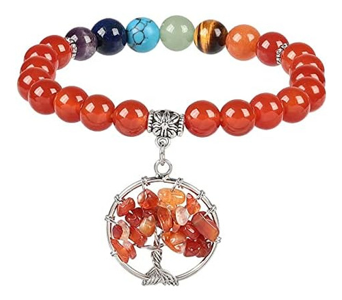 Yatming Pulsera Elástica Con Cuentas De 7 Chakras, Árbol De 