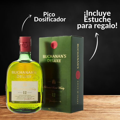 Imagen 2 de 10 de Whisky Buchanan's 12 Años + 2 Copas De Cata Estilo Glencairn