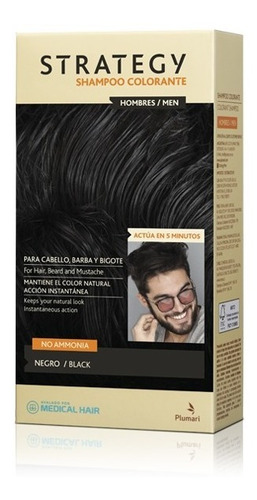 Shampoo Colorante Plumari Strategy Negro Kit