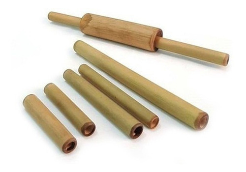 Set Cañas Bamboo Con Rodillo Masajes Nudos Nany De Bannerot