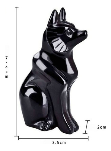 Tallado A Mano Obsidiana Negra Estatua De Zorro Buena Suerte