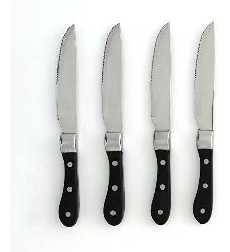 Knork Steak Knives Con Mango Conjunto De 4 Silverblack