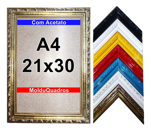 Kit 16 Molduras Certificado A4 21x30 Trabalhada Acetato