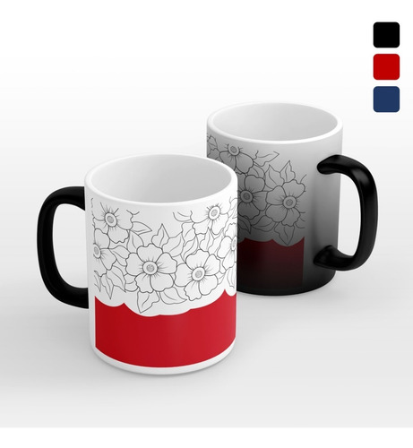 Taza Personalizada Flores Con Rojo Modelo Mágica