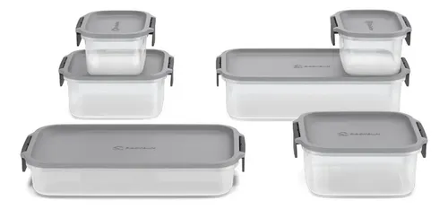 Electrolux  Kit 6 Potes Herméticos de Plástico Safelock 5,8L Cinza