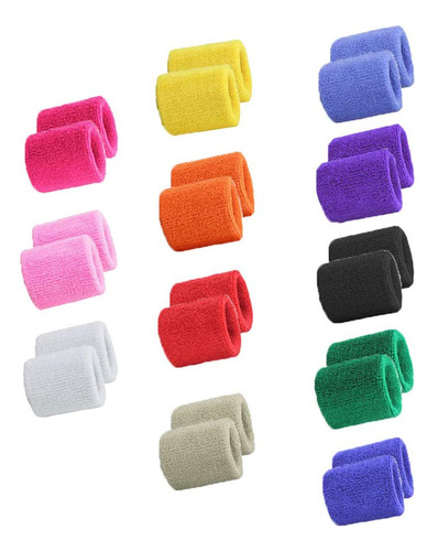 Stoncel 12 Pares De Coloridas Pulseras Deportivas De Algodon