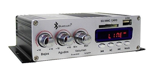 Imagen 1 de 4 de Amplificador Mini 4 Canales Bluetooth Usb Sd Fm 010-150