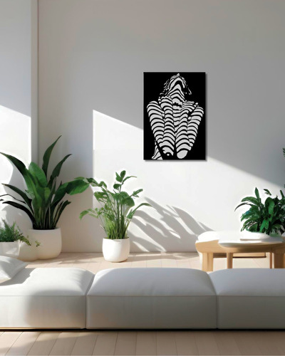 Set De Cuadros Abstractos-triptico Silueta Mujer 53x43cm X3 Negro
