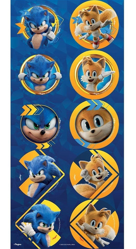 90 Adesivos Sonic 2 - 9 Cartelas Com 10 Adesivos Cada