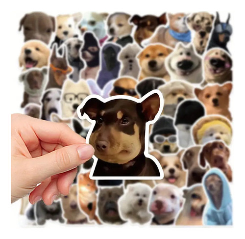 50 Calcomanías Sticker Impermeables De Curiosos Perros Meme
