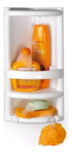 Porta Shampoo Cantoneira Para Banheiro Plástico Organizadora Cor Branco