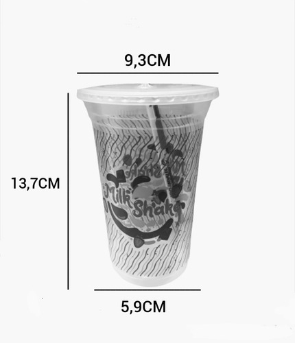 Imagem 5 de 5 de Copo Descartável Milk Shake 550ml Com Tampa + Canudo 50 Unid