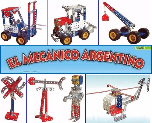 Imagen 7 de 7 de Juego Para Armar Metalico El Mecanico Argentino 222p. Mecano
