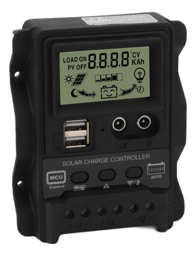 Panel De Carcasa Negra Dual Dc Del Controlador Solar Pwm K16