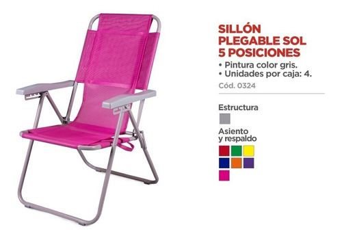 Sillon Plegable 5 Posiciones Alto