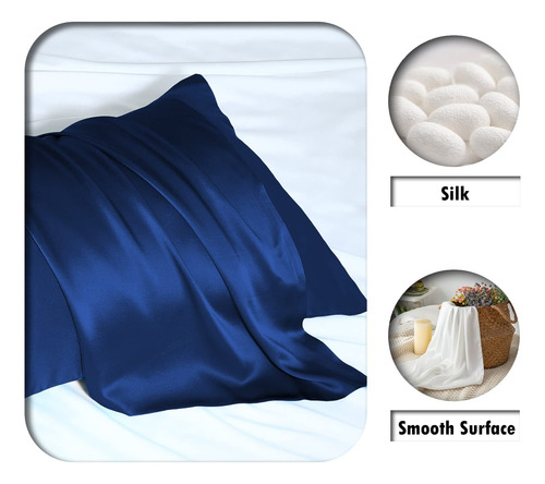 Funda De Almohada De Seda Tamaño King Color Azul Real