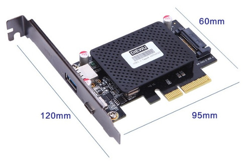 Imagen 6 de 7 de Tarjeta Pci-e Express X1 1 Puerto Usb-c + Usb 3.0 Low Profil