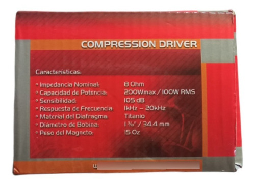 Imagen 5 de 5 de Driver Agudo 200 Watts 1 Pulgada Rosca Marca 7pro Spd-150