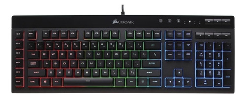 Teclado gamer Corsair Rgb Pro K55 QWERTY Rubber Dome español España color negro con luz RGB