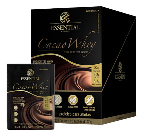 Cacao Whey Caixa C/15 Saches De 30g - Essential Nutrition