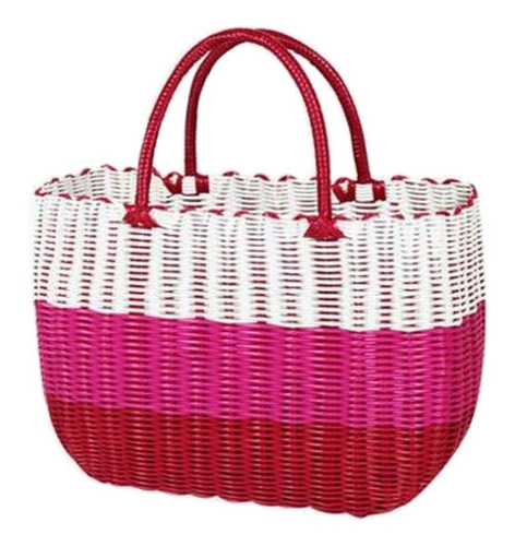 Cesta Compra Tejido Colorido Color Negro Bolsa Ducha Rojo