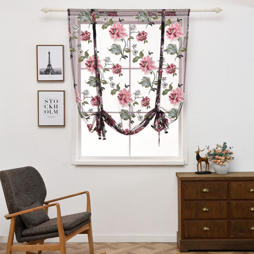 Cortina De Cocina Romana Con Forma De Flor De Peonía Y Persi