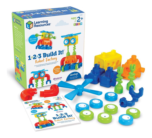 Learning Resources 1-2-3 Build It! Robot Factory, Juguete D.