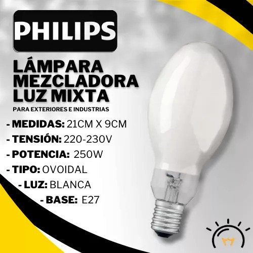 Lampara Mixta De Vapor Mercurio 250w-220v Philips