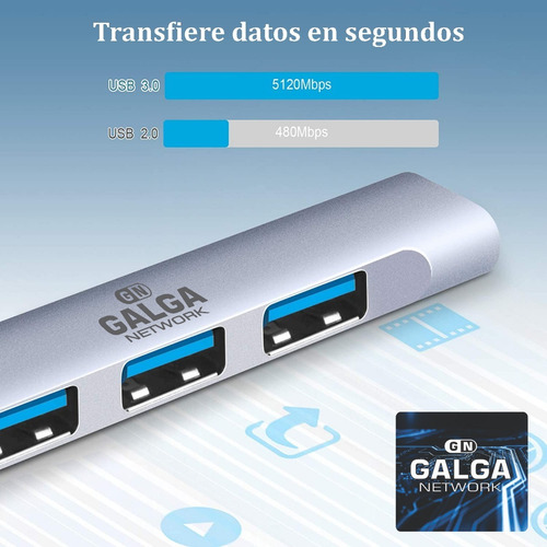 Imagen 6 de 10 de Adaptador Hub Mini Usb 3.0 A 4 Puertos Usb 4-1 Multiplicador