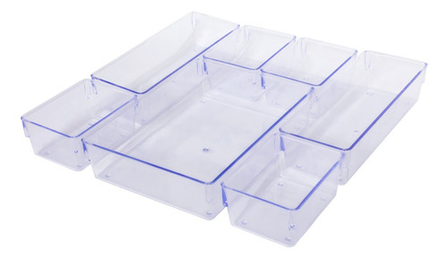 Kit 7 Organizador Multiuso Modular Gavetas Acrílico Cristal Rebirth