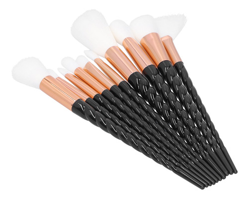 Juego De 10 Brochas De Maquillaje Con Mango En Espiral, Cerd