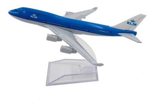 Avión Klm B747 Escala 1:400 Metalico Con Base 