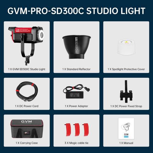 Lámpara De Vídeo Gvm 300c Rgb 300w Studio Con Soporte Bowens