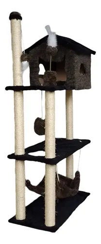 Casa Para Gatos Arranhador Torre Plataformas Com Brinquedos Cor M...