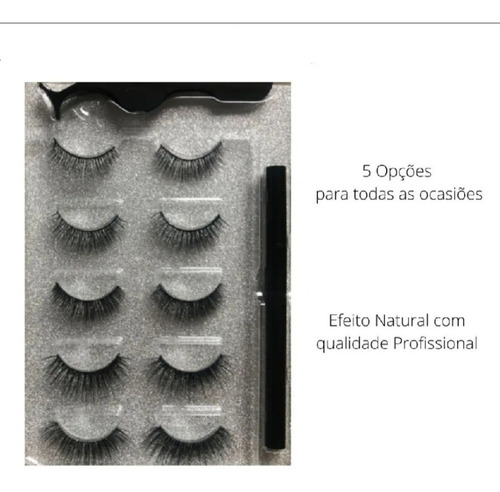Imagem 4 de 8 de 5 Cílios Postiços Magnéticos Volume S/ Cola Envio Imediato