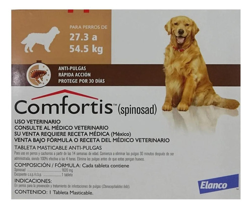 Comprimido antiparasitário para pulga Elanco Comfortis para cão y gato cor marrom