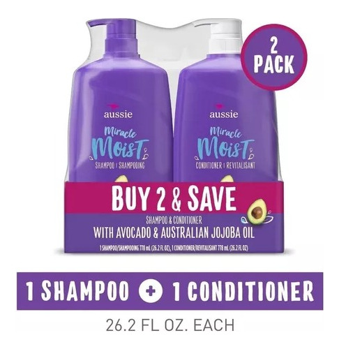 Shampoo Y Acondicionador Aussie Miracle Moist Combo 778 Ml
