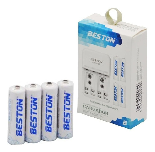 Cargador + 4 Pilas Aa 2700 Mah Beston Bst-c8001bn