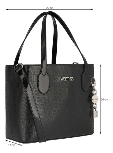 Bolsa De Mano Para Mujer Westies Negro Hbzuazuawe Acabado de los herrajes Níquel Diseño de la tela Logotipo