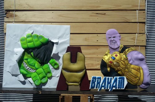 Imagen 1 de 9 de Letras 3d Figuras Avengers Fiestas Niños