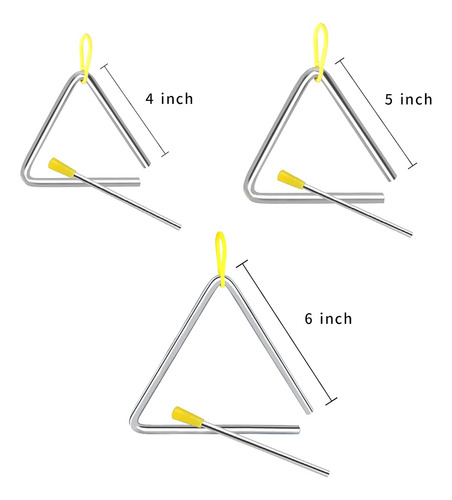 Instrumento De Percusión Triangular Eastrock De 4, 5, 6 In