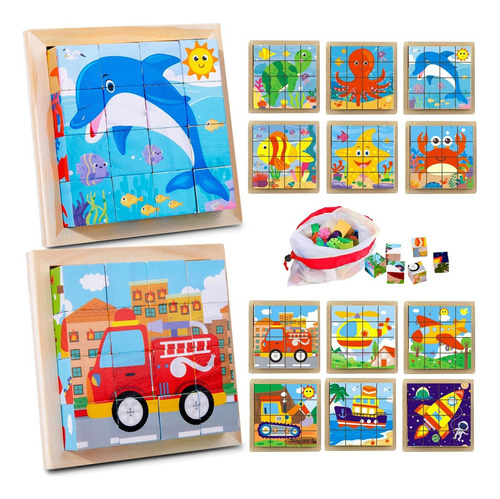 Juguetes Rompecabezas Cubos, Puzzle 3d De 6 En 1 Montessori