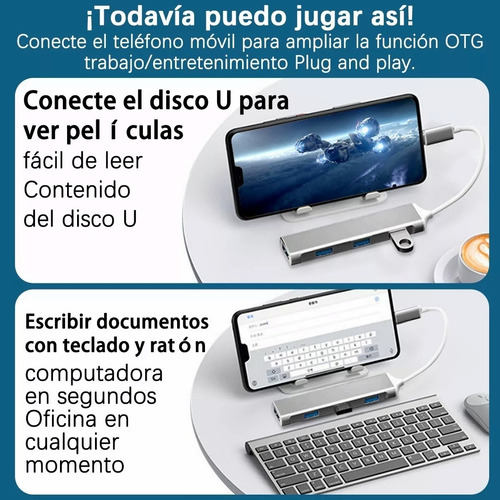 4 En 1 Tipo C Hub Adaptador Para Laptops/macbook Con Usb 3.0