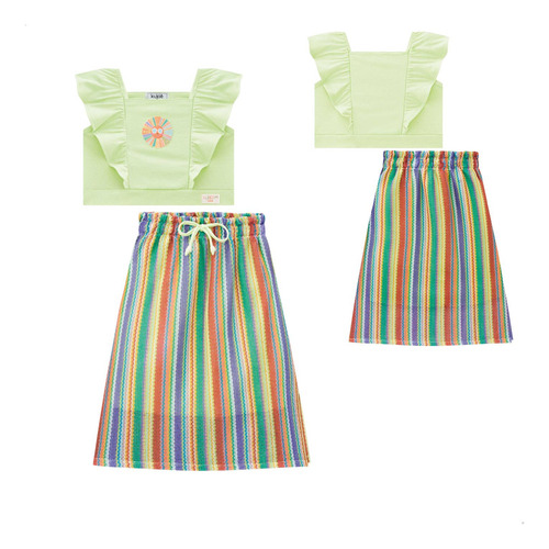 Conjunto Infantil Verão Saia Tule Candy Color Blogueirinha